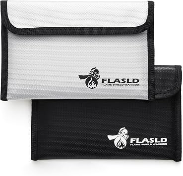 FLASLD Fireproof Money Bags, Fireproof Wallet Pouch, Small Safe Bag for Cash, Valuables & Passport, with Silicone Coating & Zipper Closure (2-Pack Money Bag-8x5 )
