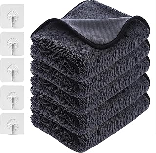Twist Pile Microfiber Cloth, Microfiber Car Drying Towel,Shiny Bath XXL Drying Towel,Long Twist Pile Car Microfiber Drying Towel (15.7 * 15.7inch,5PCS)