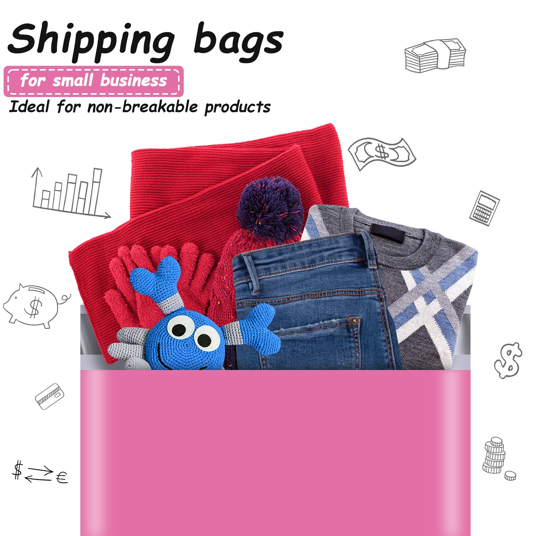 JinRuiKJ Buste postali in polietilene rosa, 25 x 33 cm, 100 pezzi, resistenti buste adesive per abbigliamento, buste spesse e resistenti con autosigillanti, impermeabili e antistrappo, sacchetti per