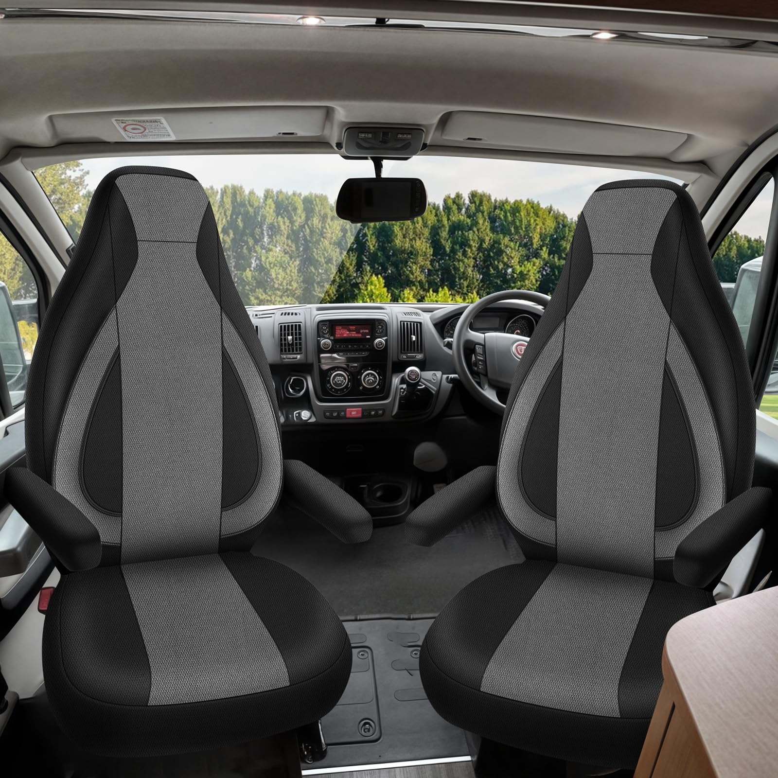 Fundas de asiento de coche para FIAT Ducato Citroen Jumper Peugeot Boxer PossL 2 Win Knaus Adria Carthago Pilote Laika RV Fundas de asiento de coche