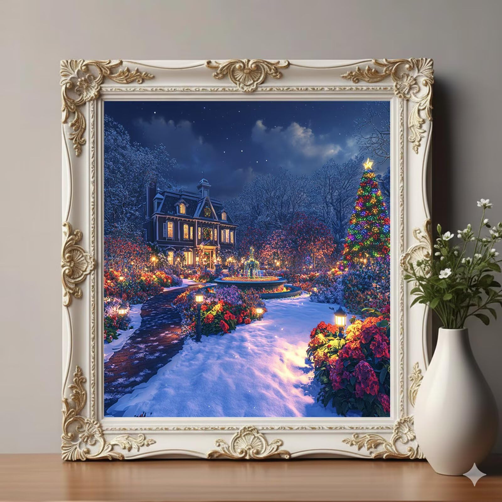 Zestawy do malowania diamentami 5D dla dorosłych, choinka diamentowa, DIY, okrągłe, pełne wiercenie, haft krzyżykowy, rękodzieło, obrazy, zestaw do haftowania kwiatów, dla początkujących, dekoracja