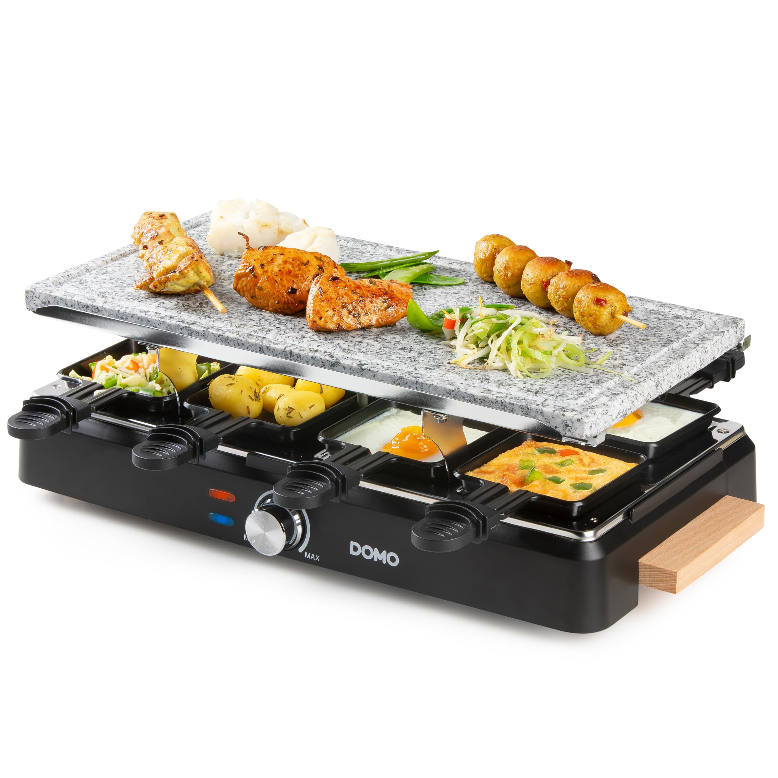 DOMO DO9262G Plancha Électrique pour 8 Personnes – Plaque à rôtir électrique avec Pierre de Cuisson et Plaque de cuisson Grill – Gril électrique Raclette avec Revêtement PFAS Free