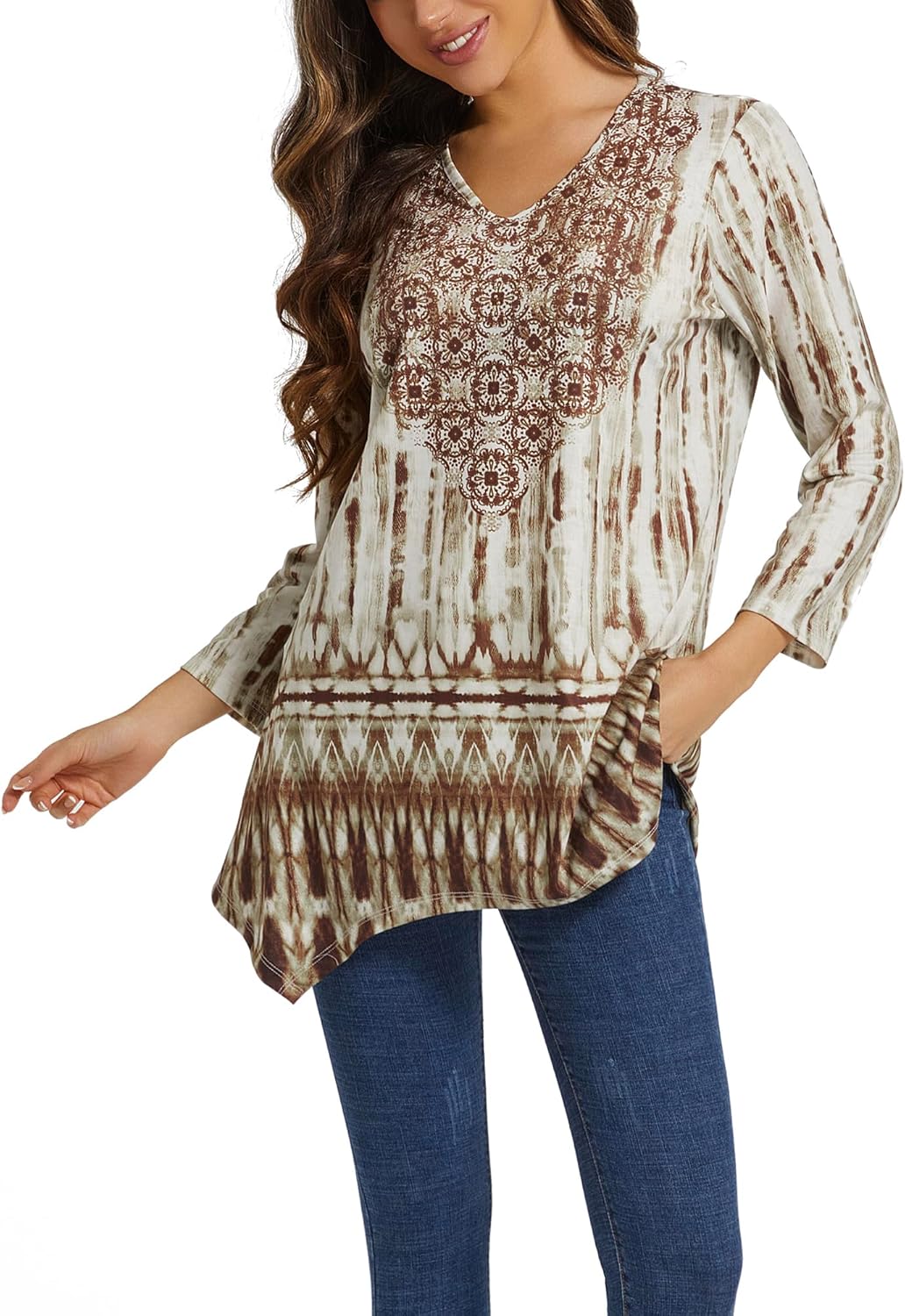 OHO Women's Long-Sleeve Sublimated Print T Shirt Holiday T-Shirt - Image 2