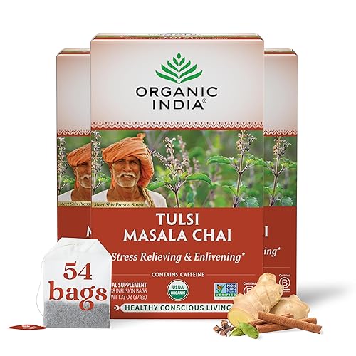 Miniatura 134 de Té indio orgánico Tulsi, té de hierbas - 18 bolsas de infusión - Paquete de 3