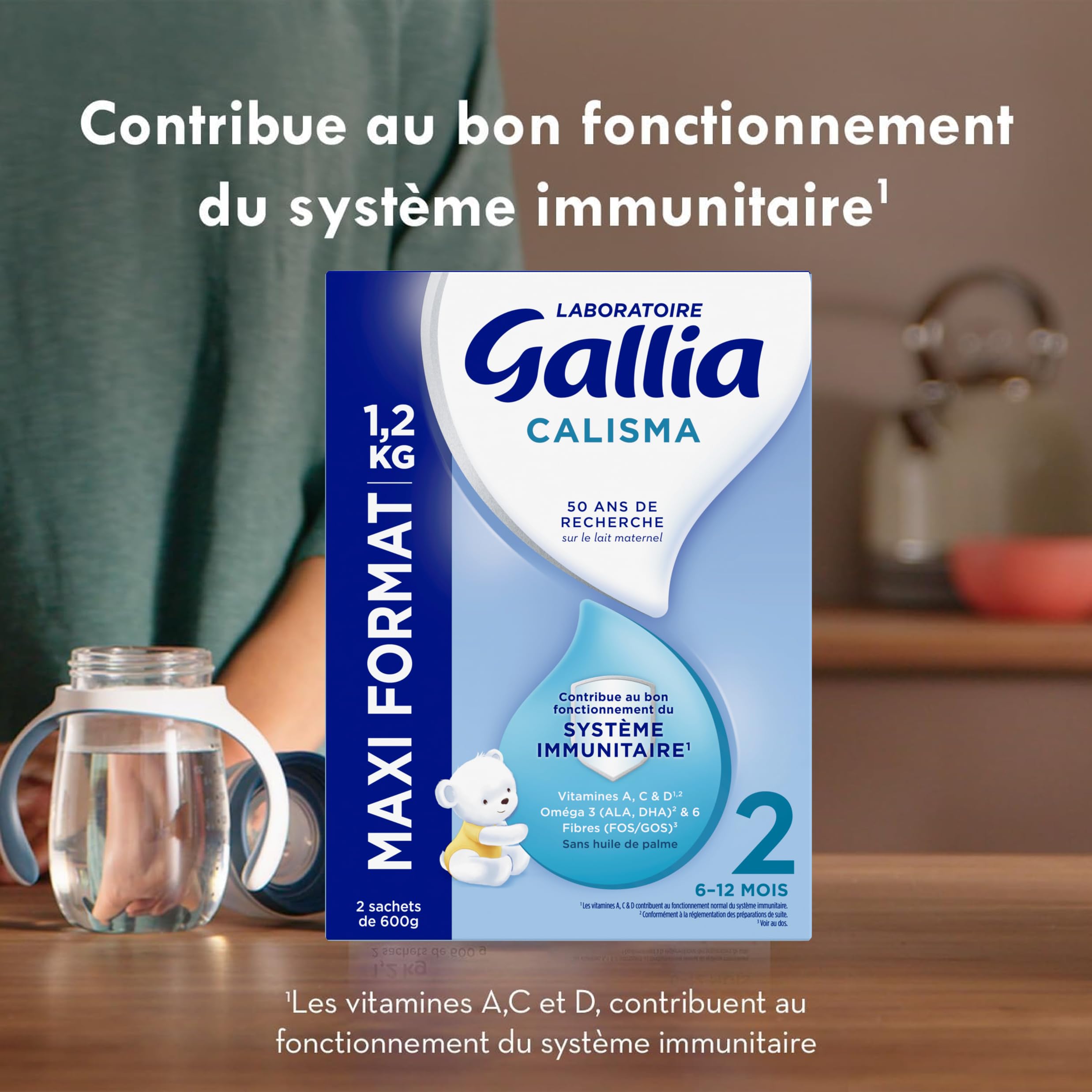 Laboratoire Gallia - Calisma 2ème âge - Lait en Poudre Enrichi en Vitamines A, C & D - Sans Huile de Palme - Bébé de 6 à 12 mois - Lot de 3x1,2kg