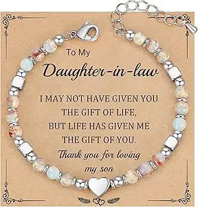 Christmas Gifts for Women, Stocking Stuffers for Teens Beaded Bracelets for Women Gifts for Mom Christmas Gift Mothers Day Gift for Grandma Daughter Bonus Mom Nature Stone Bead Bracelet Graduation Jewelry for Her 2026