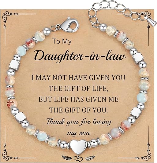 Christmas Gifts for Women, Stocking Stuffers for Teens Beaded Bracelets for Women Gifts for Mom Christmas Gift Mothers Day Gift for Grandma Daughter Bonus Mom Nature Stone Bead Bracelet Graduation Jewelry for Her 2026