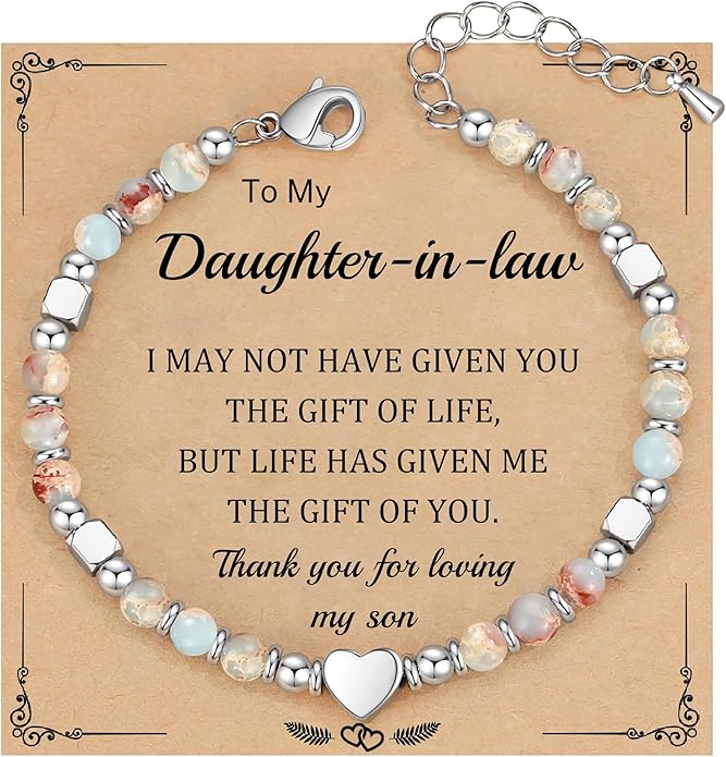 Christmas Gifts for Women, Stocking Stuffers for Teens Beaded Bracelets for Women Gifts for Mom Christmas Gift Mothers Day Gift for Grandma Daughter Bonus Mom Nature Stone Bead Bracelet Graduation Jewelry for Her 2026