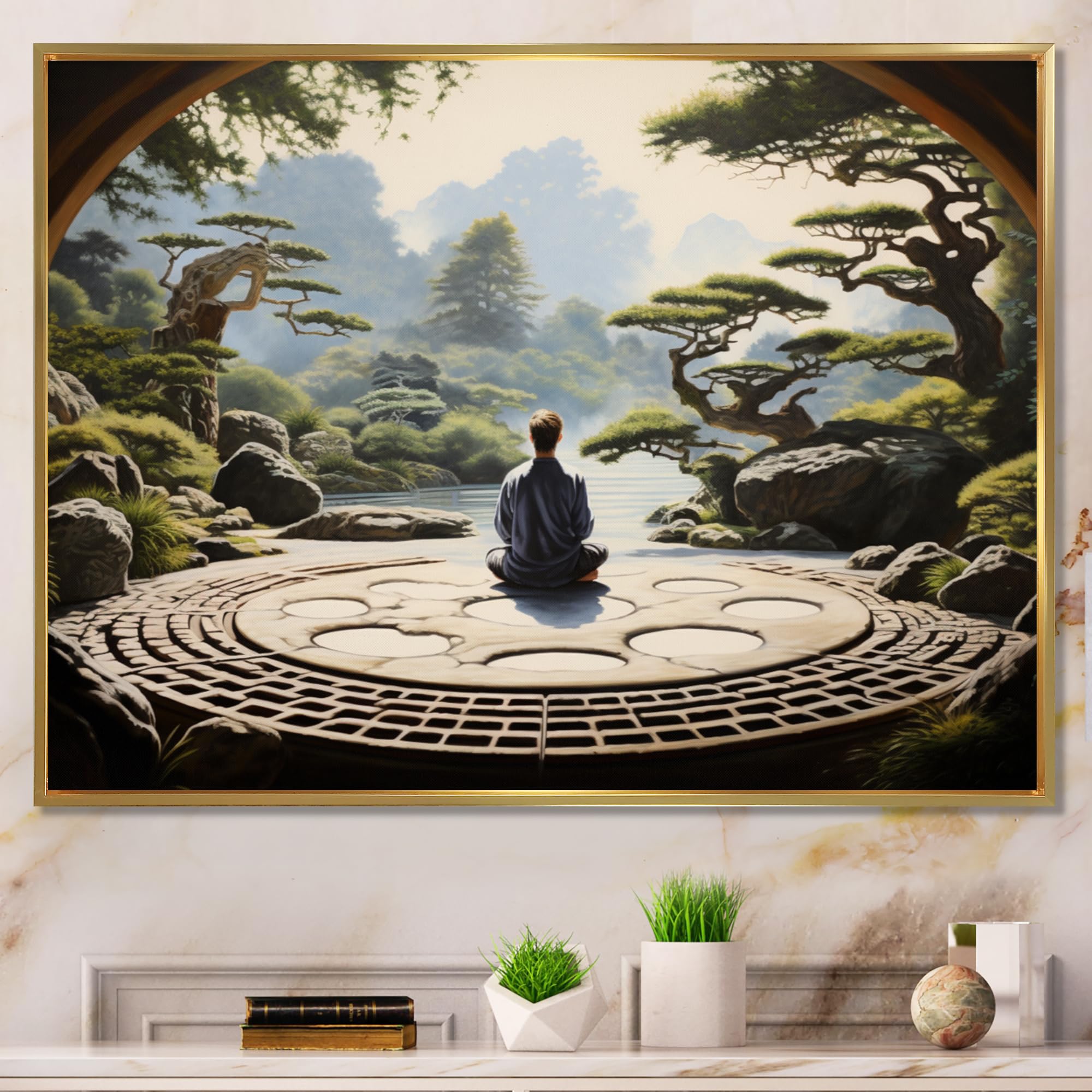 画材 Meditation Green Amazon.com: meditation framed wall art decor, Meditation