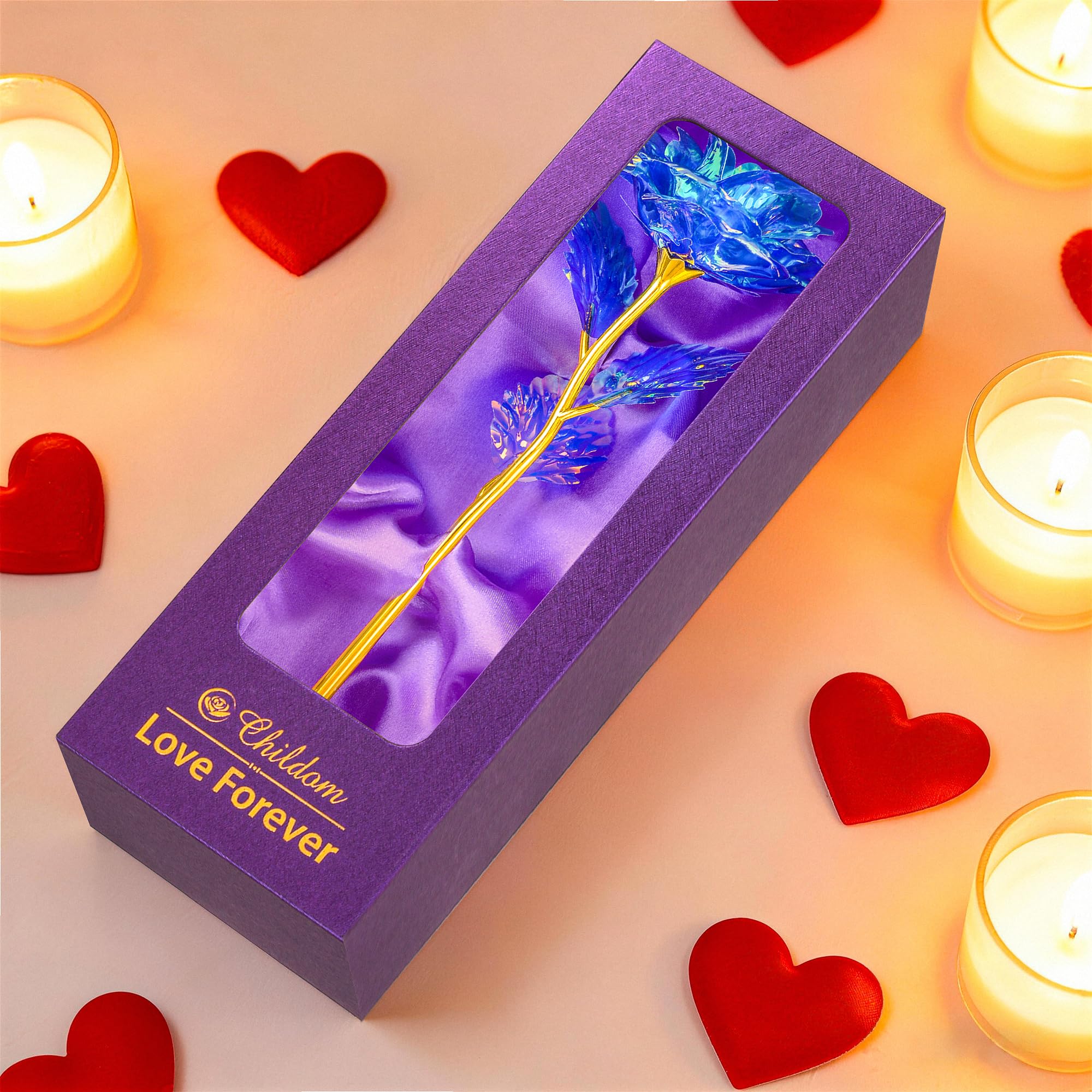 Childom Mothers Day Rose Gifts for Mom,Birthday Gifts for Women,Mothers Day Flowers Gifts for Mom from Daughter Son,Blue Artificial Flowers Gift for Wife,Grandma,Christmas,Valentines,Anniversary