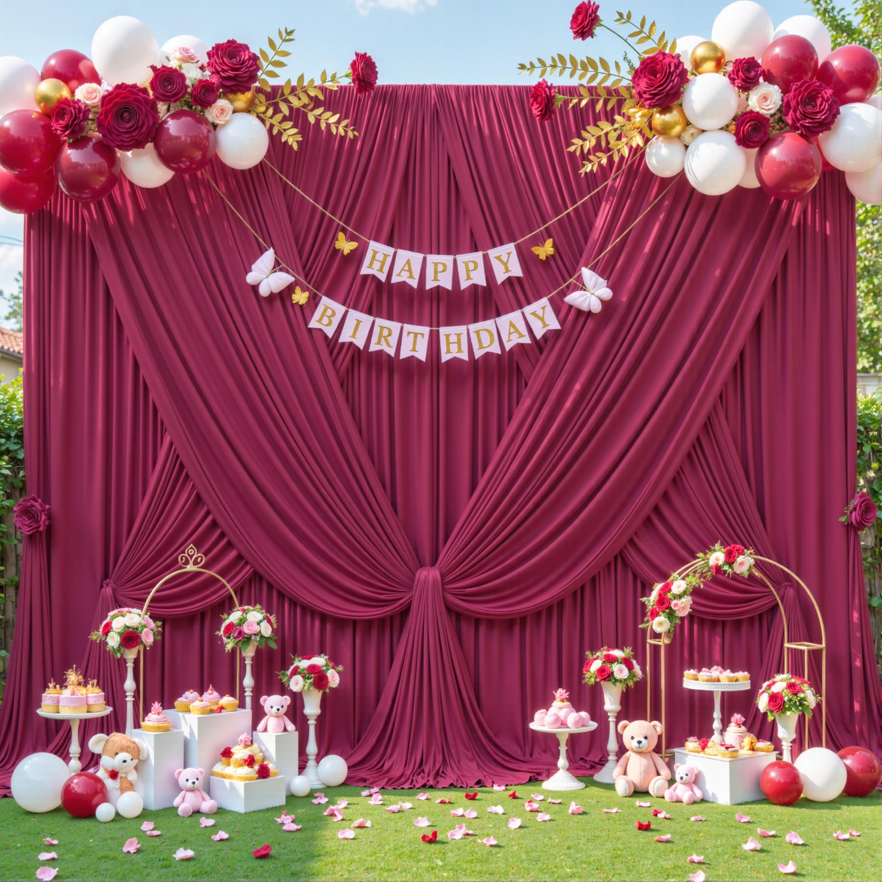Toile De Fond WANGRJ Rouge Carnaval Étoilé 7x5ft - Décoration Fête Anniversaire, Photographie Naissance Et Prénatale