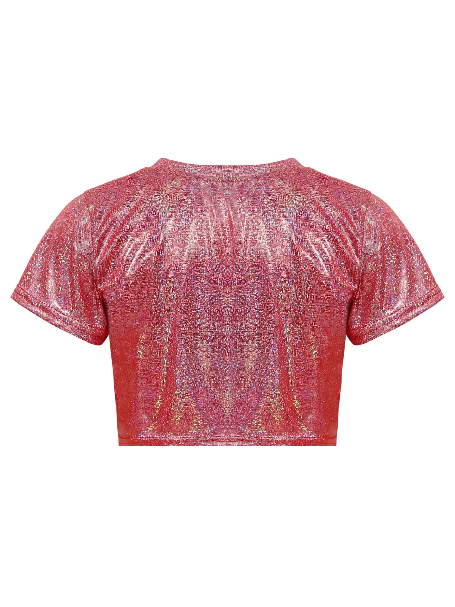 Mufeng Kids Boys Girls Shiny Metallic Crop Tank Top Jazz Hip Hop Dance Costumes Club Party Music Festival Dance Wear Metallic F 9-10 Years