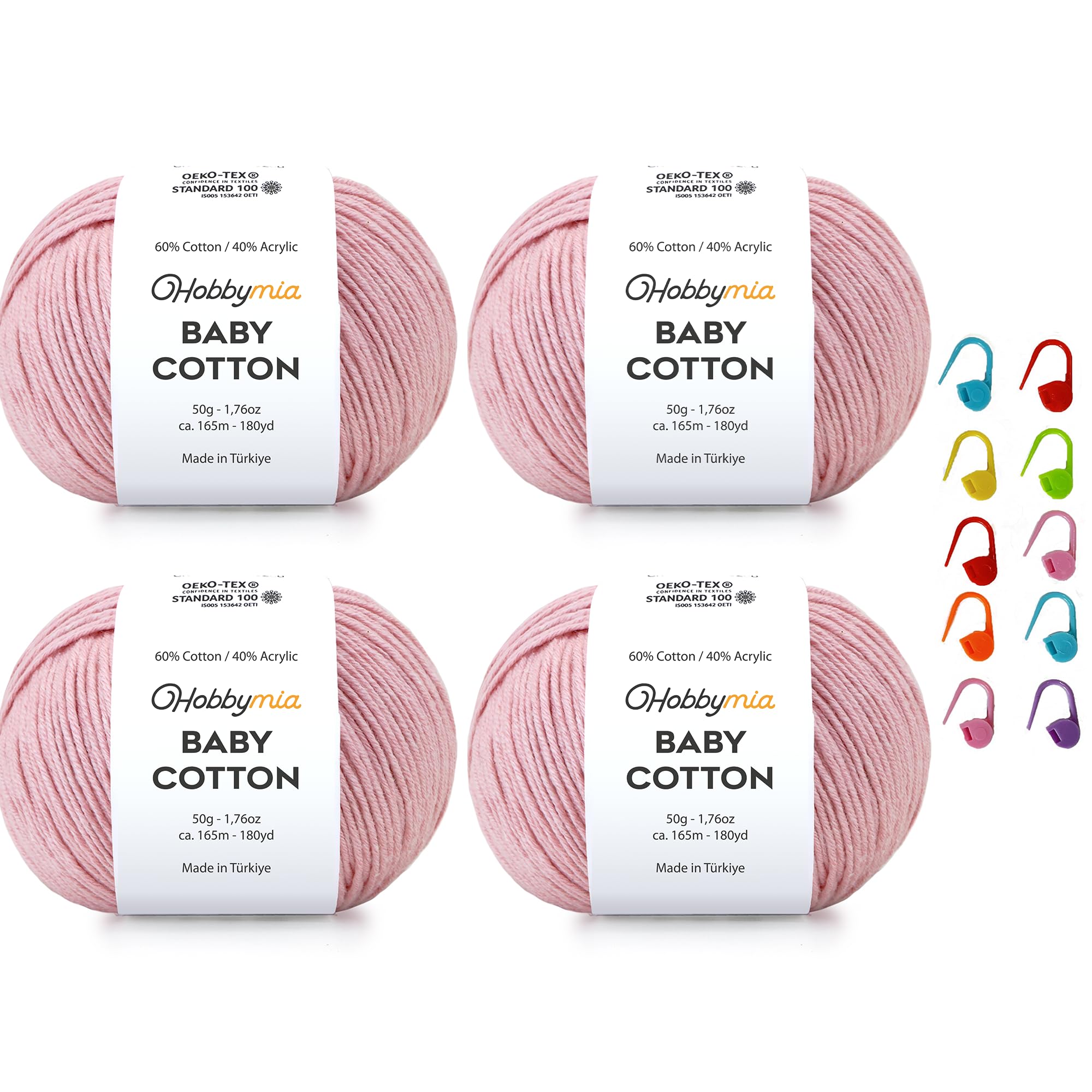 Baby Cotton Blend Yarn – Soft Sport Weight Yarn for Crochet & Amigurumi - 50g/180yds - 60% Cotton 40% Acrylic - Ideal for Baby & Knitting Proj.(Neon Green, 1 Ball) — view 21