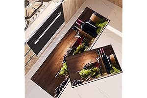 Non-Slip Washable Red Wine Kitchen Rugs