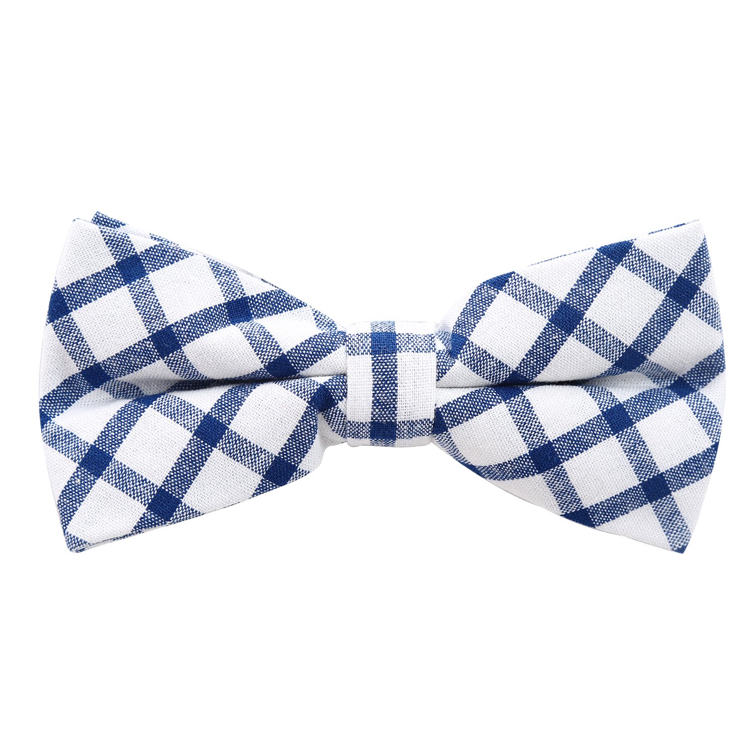 DonDon Men’s checkered cotton bow tie 4.72 x 2.36-12 x 6 cm already tied and completely adjustable - White dark blue chequered