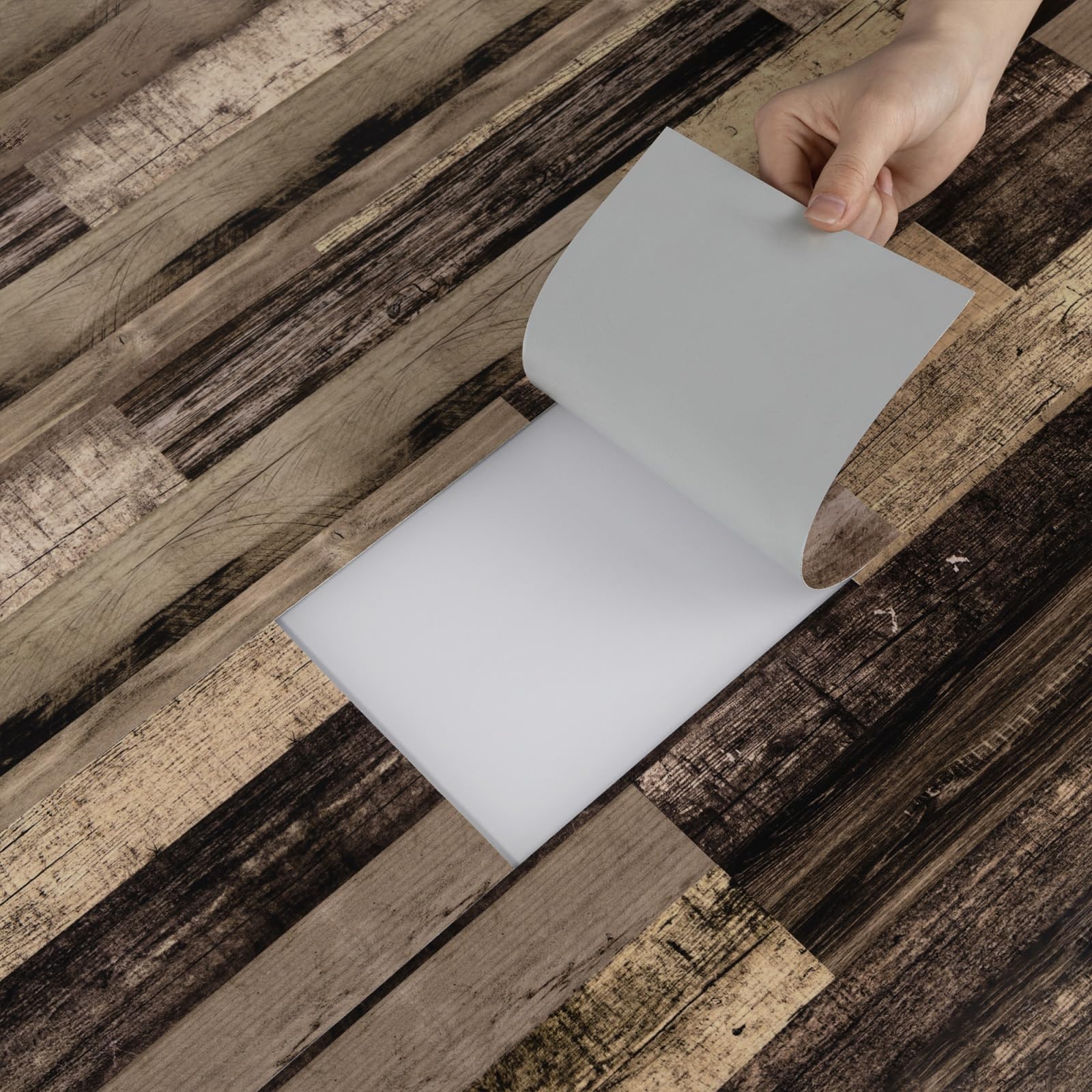 NUFLR Vinyl Flooring Wood Effect, Self Adhesive Floor Tile Waterproof, Peel and Stick Floor Tile for Bathroom Kitchen Living Room and Bedroom, Multi-colour 15x90cm 10pcs (1.35m²)