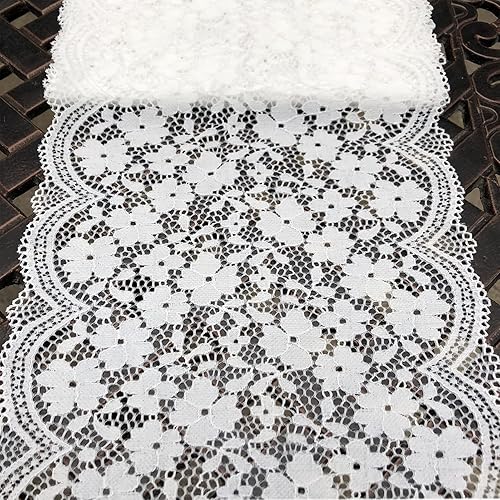 Miniatura 7 de Cinta de encaje elástico de 8 pulgadas de ancho para camino de mesa, ropa y manualidades de bricolaje, 5 patrones surtidos, 1 yarda cada uno (5