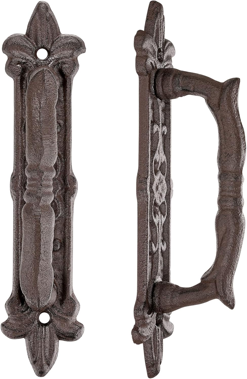 INIRET 2 Packs Heavy Duty 8.9" barn Door Handles,Rust Color Cast Iron Rustic Vintage Gate Fence Outdoor Garage Closet Drawer Cabinet Handles