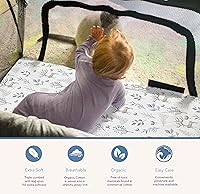 Vista 23 de Las sábanas bajeras de colchón 100% algodón orgánico se ajustan y son compatibles con Graco Pack n Play, Babyletto, Pamo Babe, Baby Trend y muchos