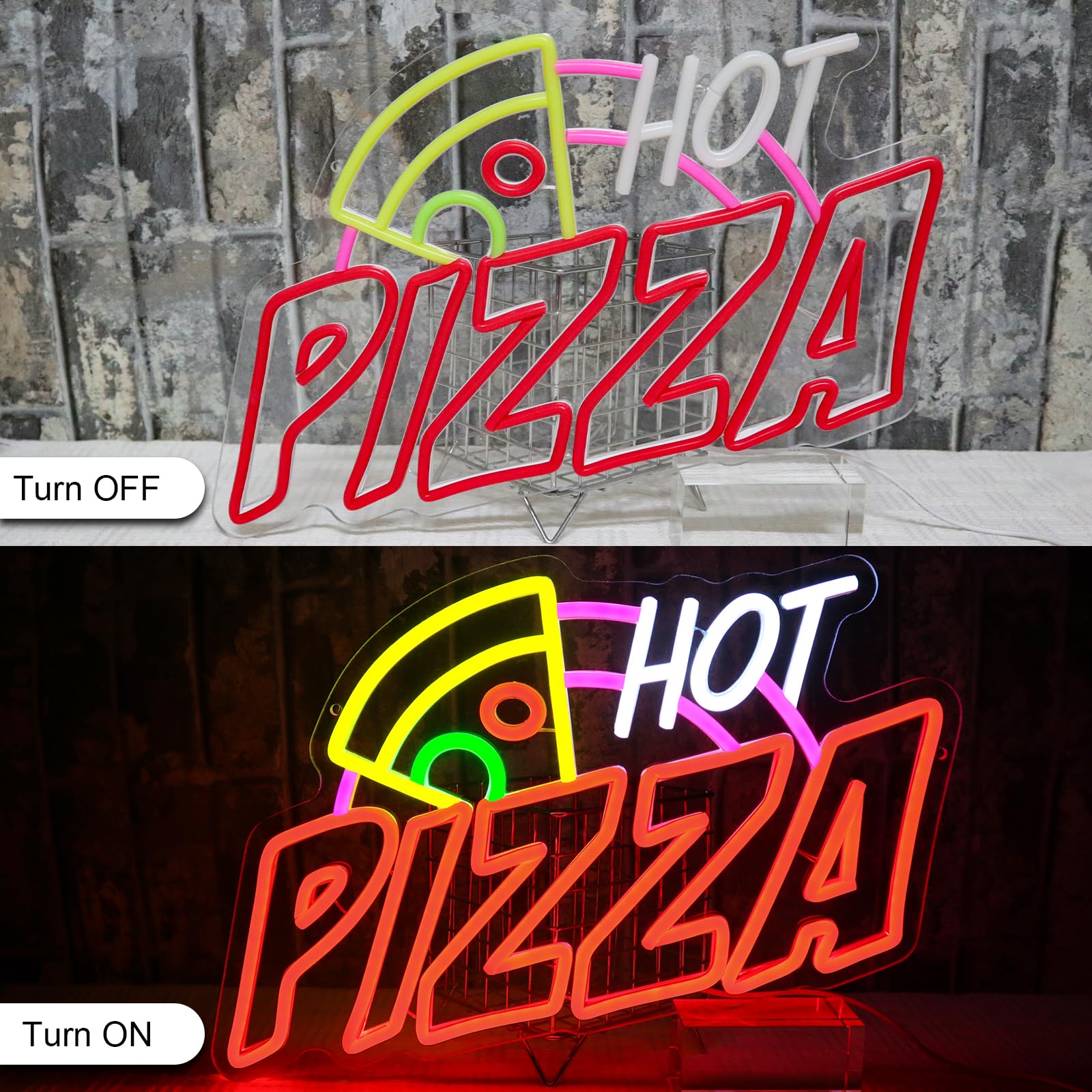 Neonowy znak z pizzą, neonowa tablica LED, neonowa tablica na ścianę, neonowy znak do pizzerii, z USB, neonowa tablica LED, do pizzerii, ciężarówek z jedzeniem, sklepu, kuchni, baru