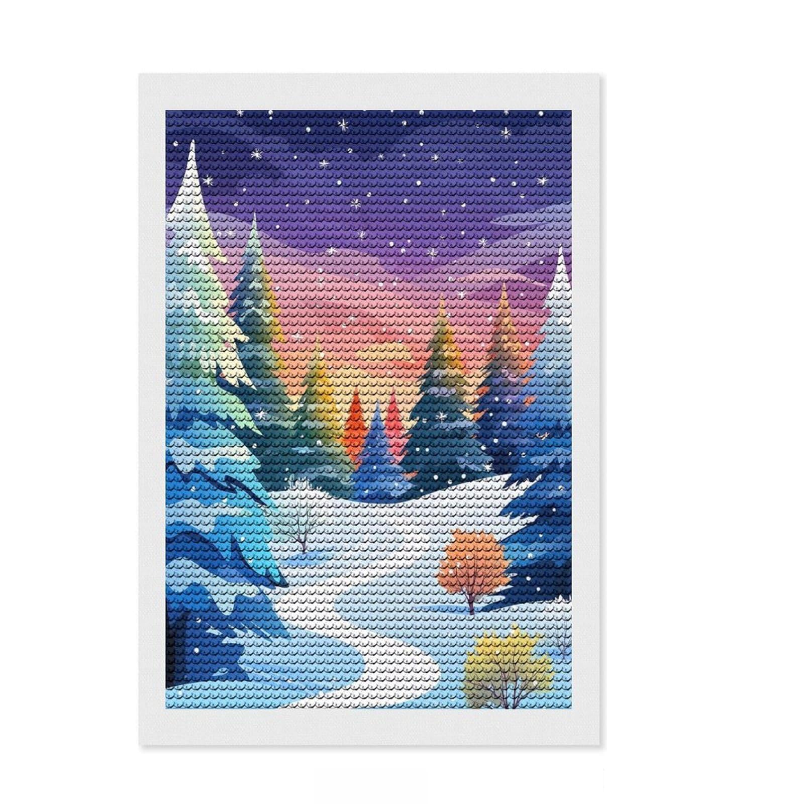 Junmoney Colorful Winter Fantasy Diamond Painting Set 8"x12", Relaxing DIY Hobby, Farmhouse Decor, for Creative Relaxation, Birthday Gift