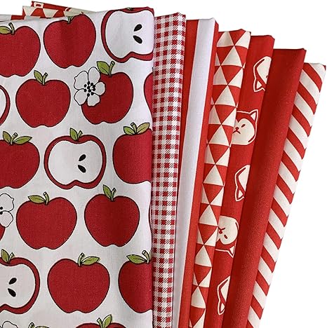 Amazon 7枚 生地 キルティング 棉100 はぎれ かわいい 46x56cm カットクロス 布 セット 赤 リンゴ 布 生地 通販