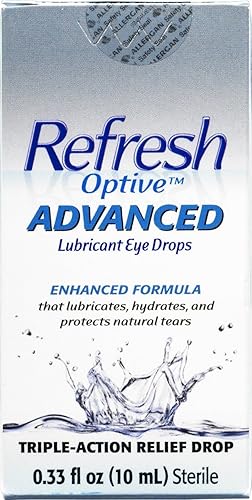 Refresh Optive Advanced Lubricante Gotas para los ojos, 0.33 onzas (paquete de 3)