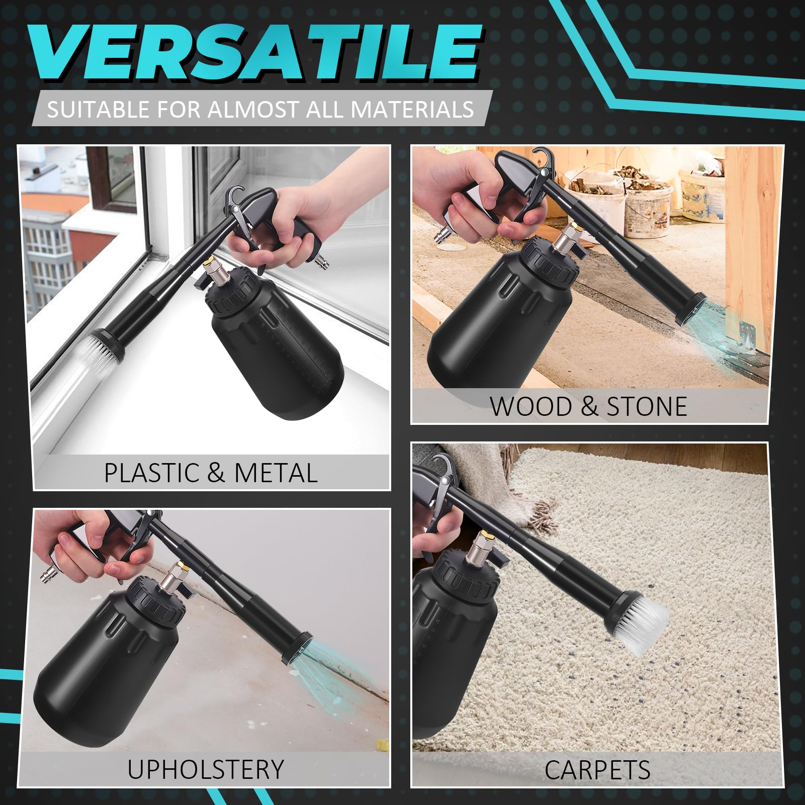 Pistolet De Nettoyage à air comprimé avec kit d'accessoires,pistolet de nettoyage,nettoyeur à air comprimé,nettoyeur d'intérieur,de lavage soufflage automobile