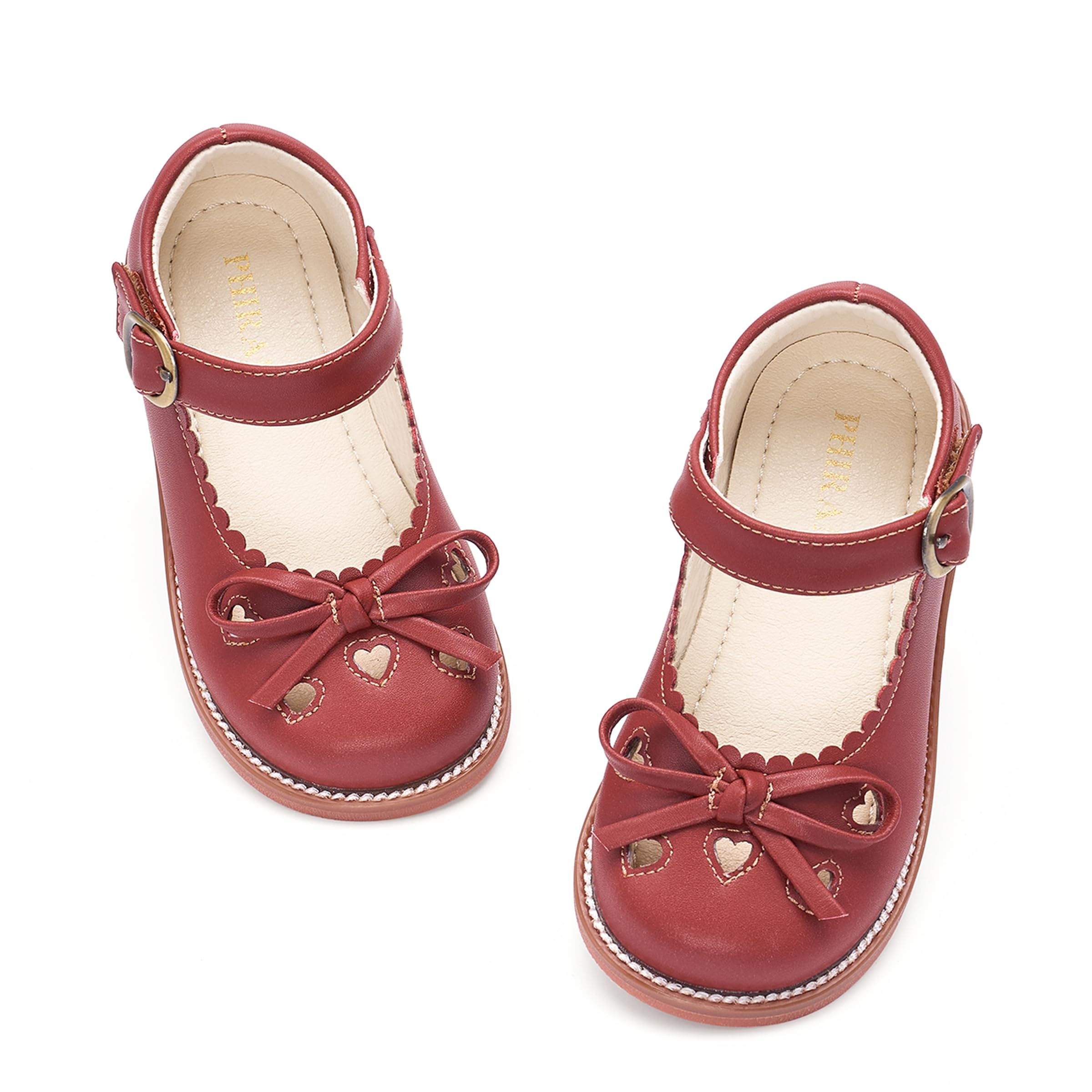 PHIRAMIN Toddler Flower Girl Dress Shoes - Little Girl Mary Janes Flats Wedding