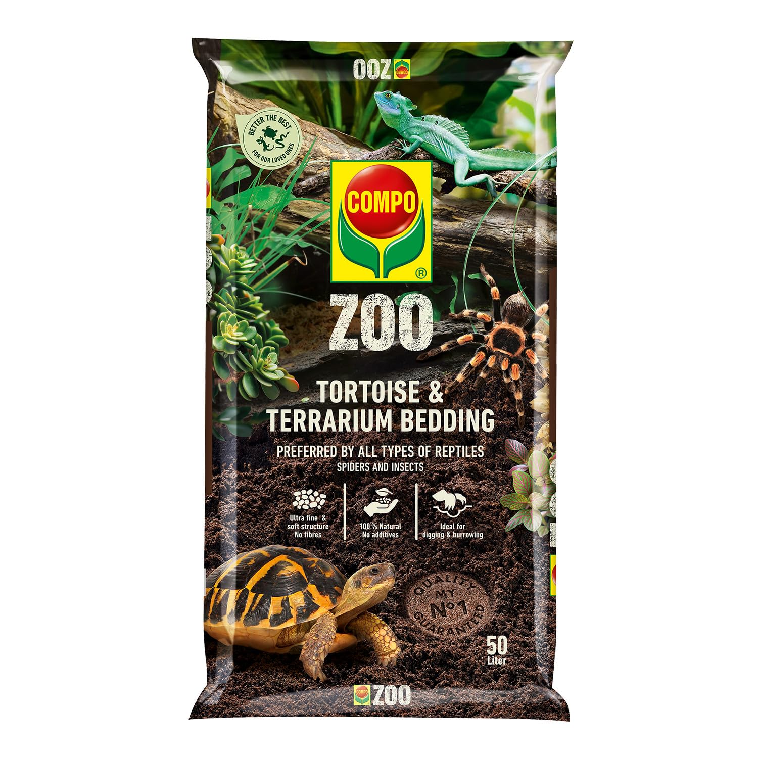 COMPO Zoo Schildkröten- & Terrariensubstrat - für Landschildkröten, Spinnen, Insekten und Reptilien zur Nachahmung des Lebensraums 50L 50L