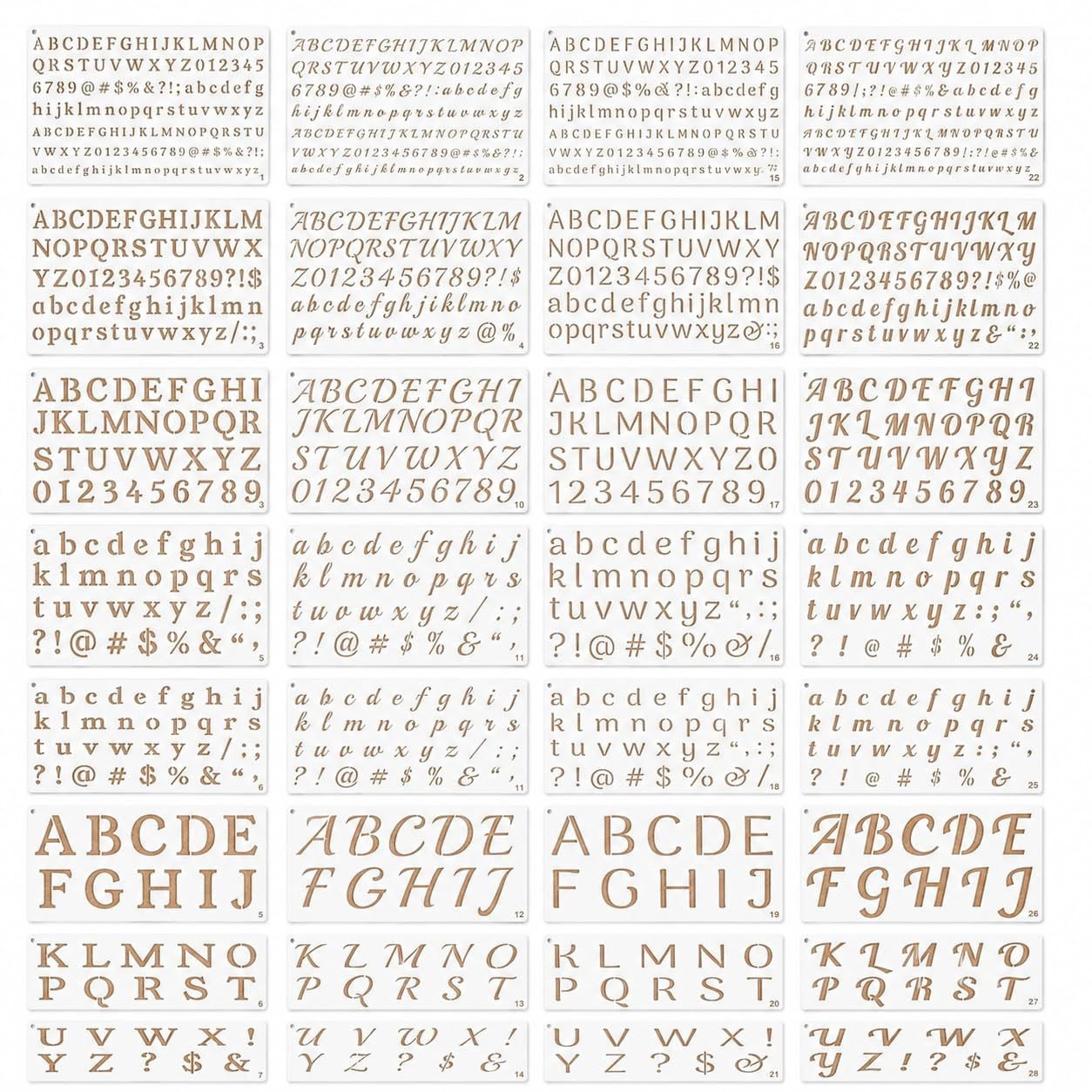 MIDENCO - Stencil a forma di lettera, confezione da 38 caratteri e
