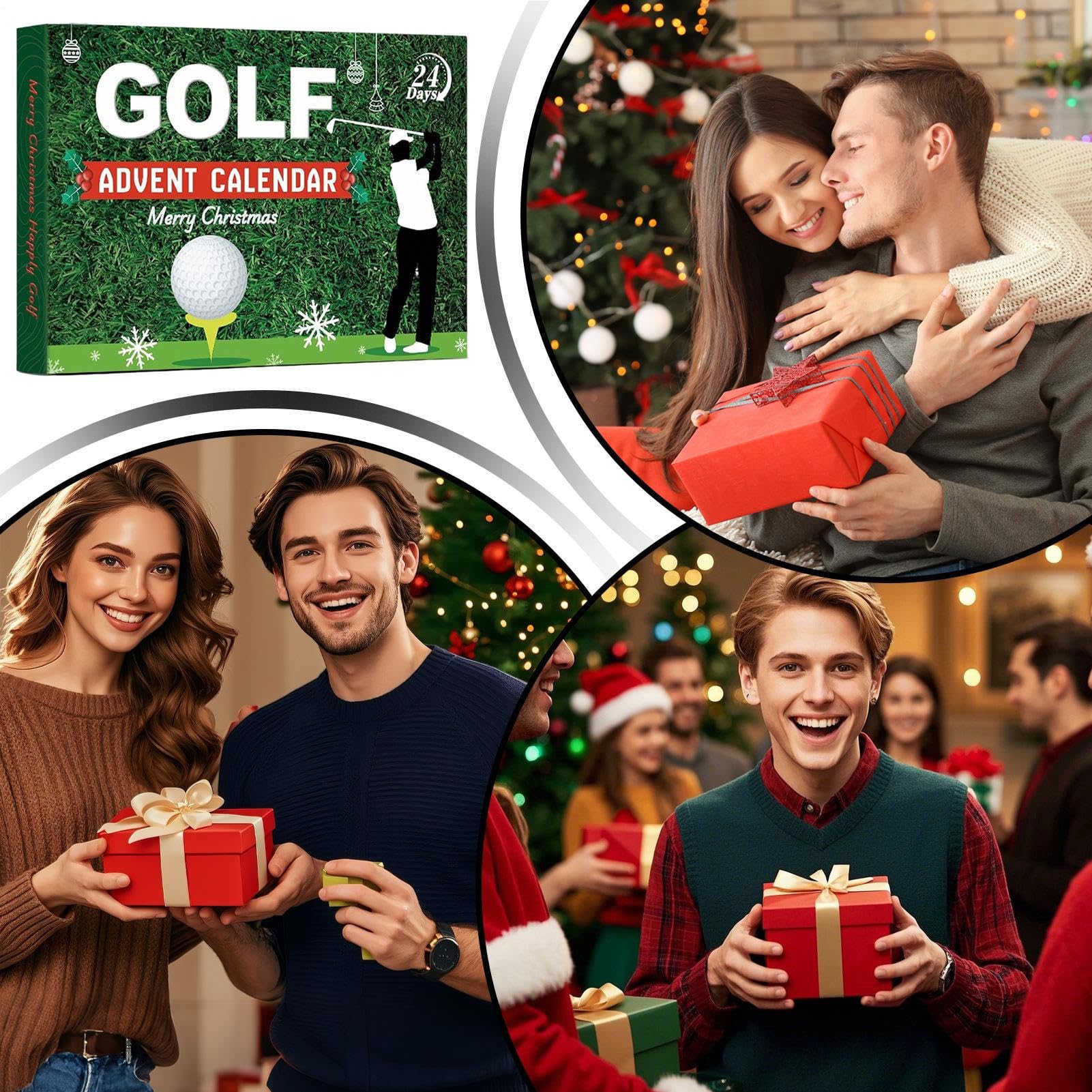Calendario d-ell'avvento di golf di Natale 2025, set di accessor- per le scatole da 24 pezzi Design a tema da golf, calendario d-ell'avvento di Natale per golfisti, decorazione del calendari-o