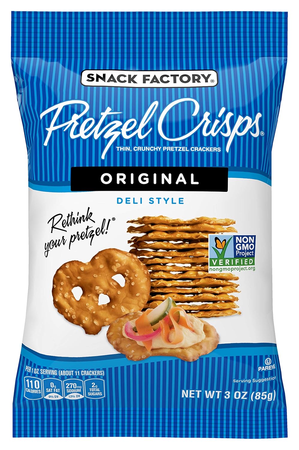 Snack Factory Pretzel Crisps Original Flavor, 3 Oz Onthe