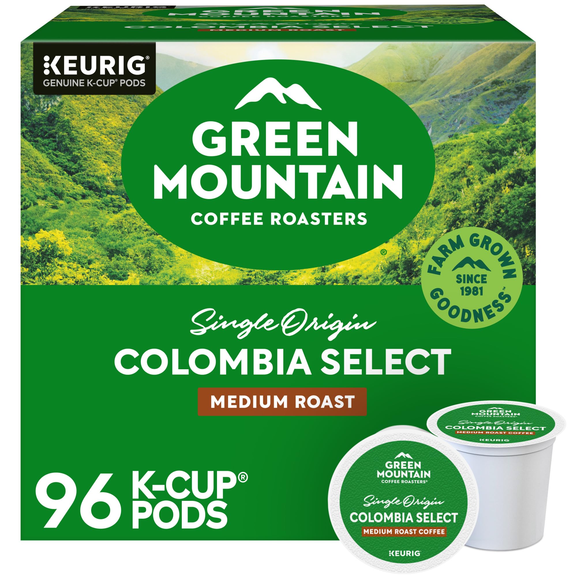Green Mountain Coffee Roasters Colombia Select Coffee, Keurig Single-Serve K-Cup Pods, Medium Roast Coffee, 96 Count