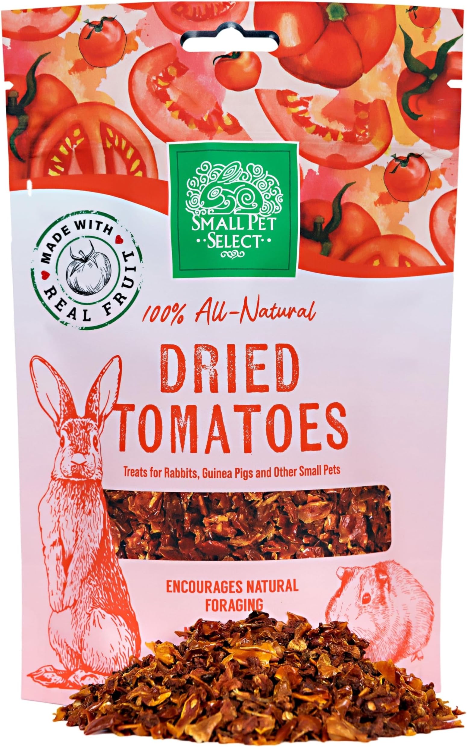 Dried Tomato Flakes, a Natural Treat for Rabbits, Guinea Pigs, and Rats, 2oz