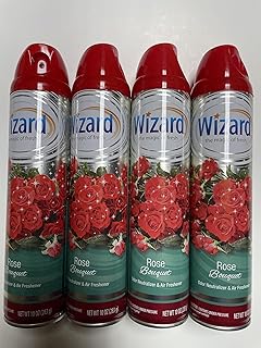 Wizard The Magic of Fresh | Odor Neutralizer & Air Freshener - 10 Oz. Rose bouquet (Pack of 4) (Packaging May Vary)