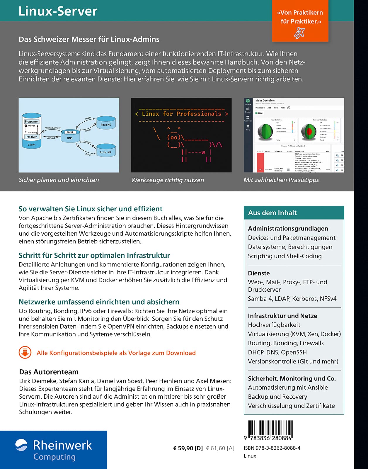 Linux-Server: Das umfassende Handbuch. Inkl. Samba, Kerberos, Datenbanken, KVM und Docker, Ansible u.v.m.