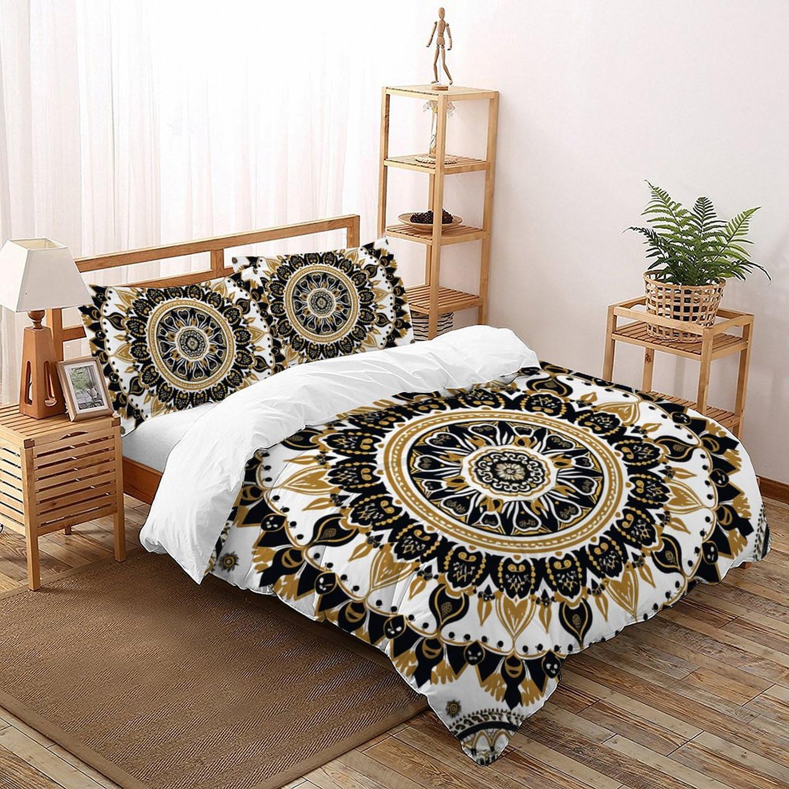 Housse de couette 3 pièces style ethnique 260x220cm lit adulte