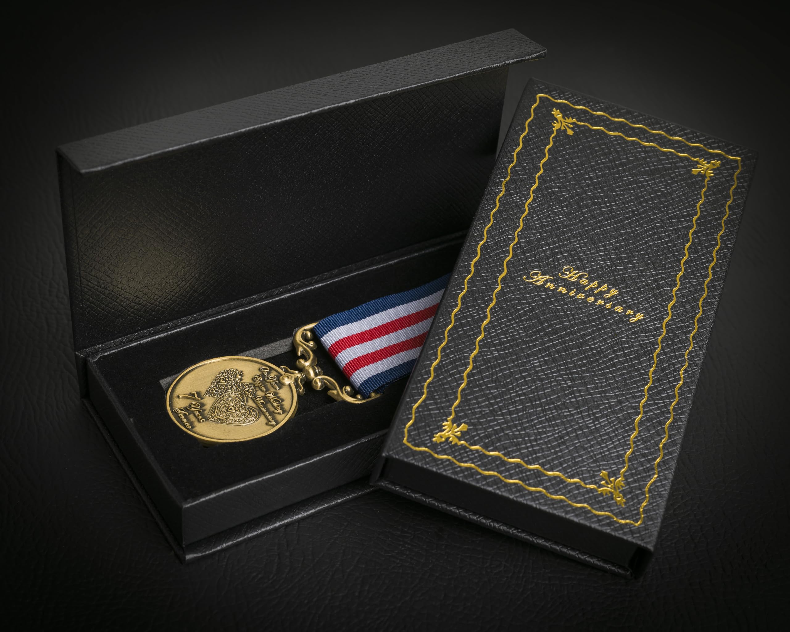 The Commemorative Coin Company Gold Your 7Th Copper Wedding Anniversary Long Service/Bravery Medal. Gift Box. Gift For Couple Husband/Wife 7 Years Of Marriage