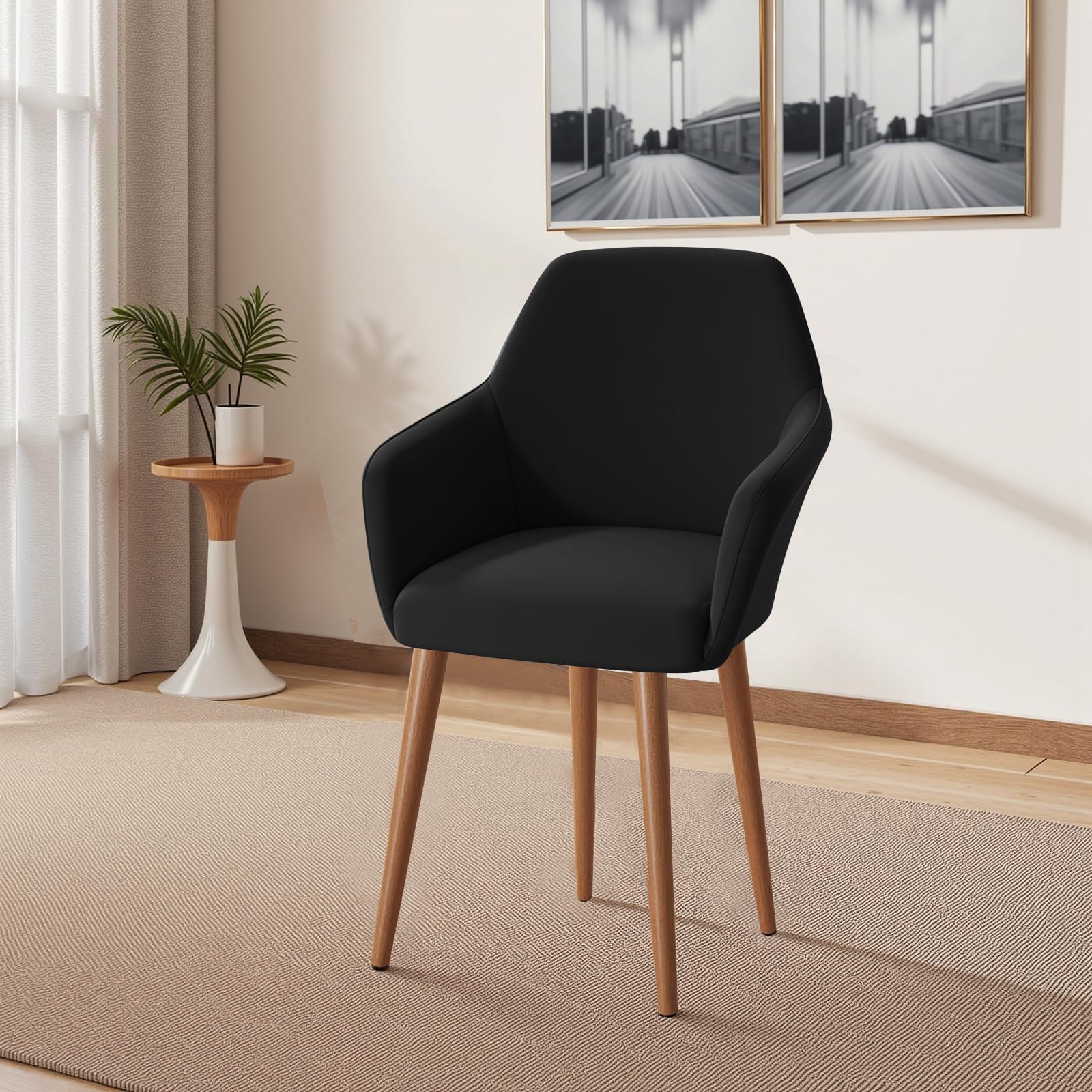 Alishomtll Lot de 6 housses de chaise extensibles avec accoudoirs - Noir