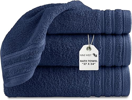 NINE WEST Toalla de baño de felpa de lujo de gran tamaño suave y afelpada de 40 x 80 pulgadas extra grande 100 algodón turco azul aguamarina