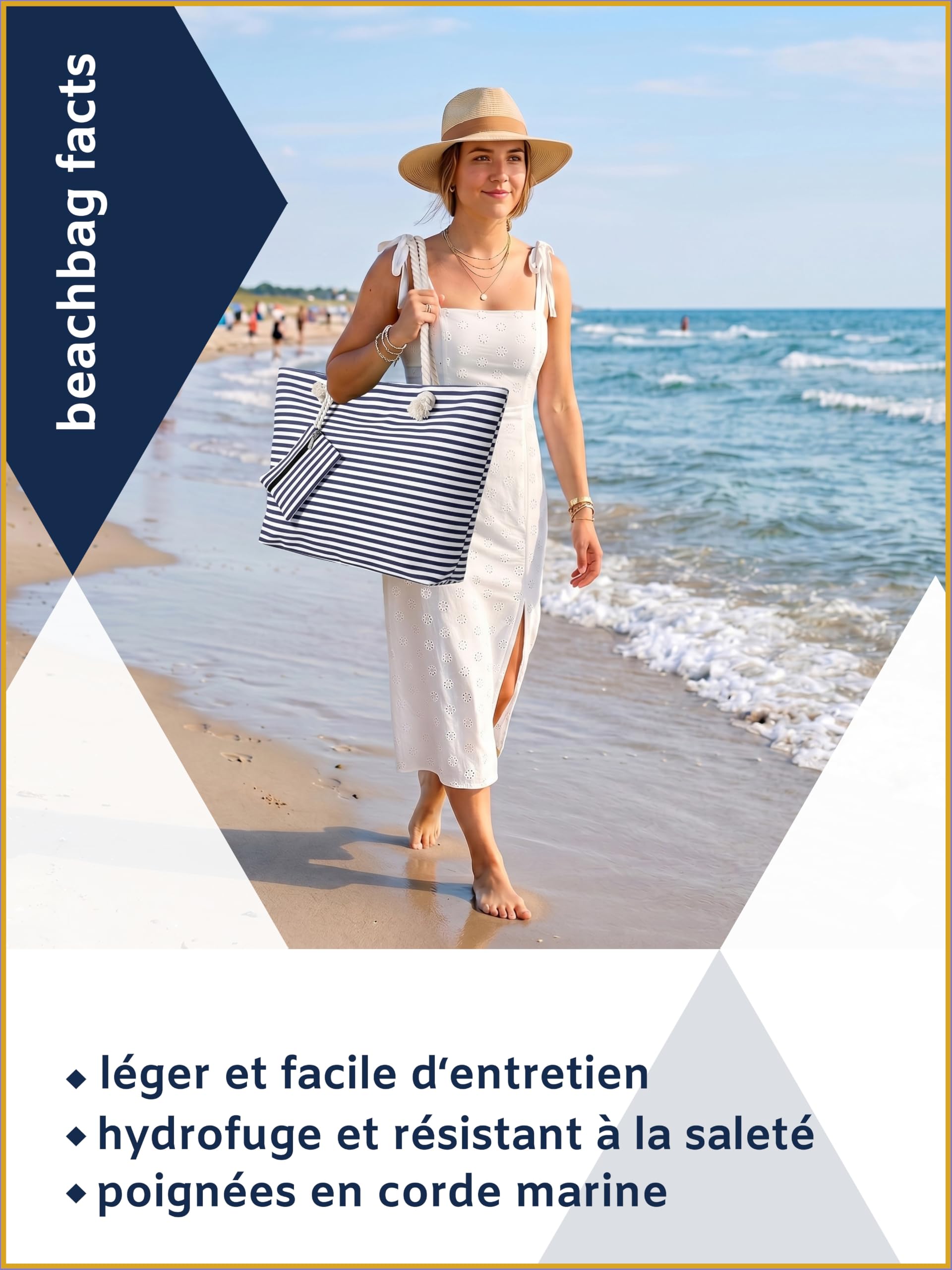 MASADA Grand sac de plage hydrofuge avec fermeture à glissière