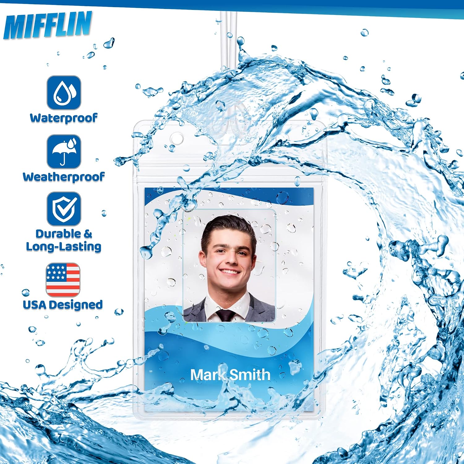 Mifflin-USA Luggage Tags with Transparent Loops (Clear, 10 Pack), Waterproof Travel Bag Identifiers with Straps, Resealable Suitcase Tag Holders image 3