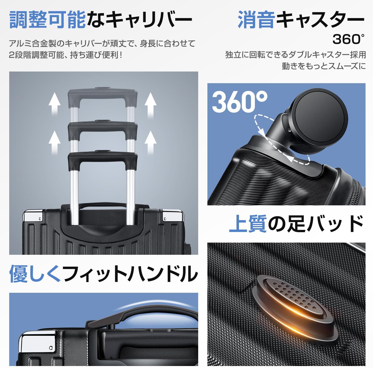 [Tanoka] スーツケース 機内持込 超軽量 キャリーケース 大型 多機能 軽量 キャリーバッグ 静音 ダブルキャスター 耐衝撃 S/M/Lサイズ 360度回転 TSAローク搭載 ファスナー式 旅行 ビジネス 出張 (ホワイト, S（40L/1-3泊）)