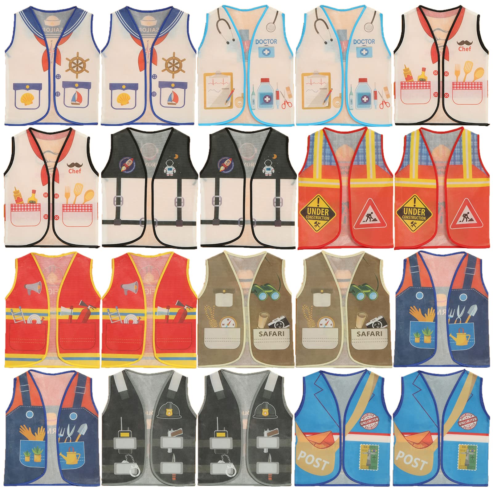 Buy 20 Pieces Kids Community Helper Costumes Dress Up Vest Career
