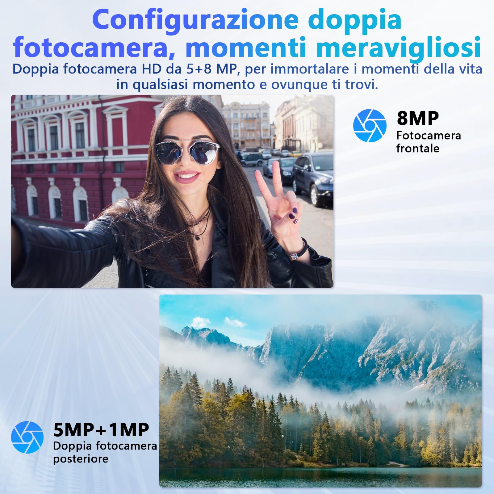 Raemond Android 15 compresse da 10 pollici,18GB RAM 128GB ROM, 1280 x 800 IPS HD，Widevine L1,Octa-Core, 1TB espandibile, WiFi 6, BT5.4, T30 CPU, doppia Camera 5MP+8MP, 6000 mAh, GPS (Nero)