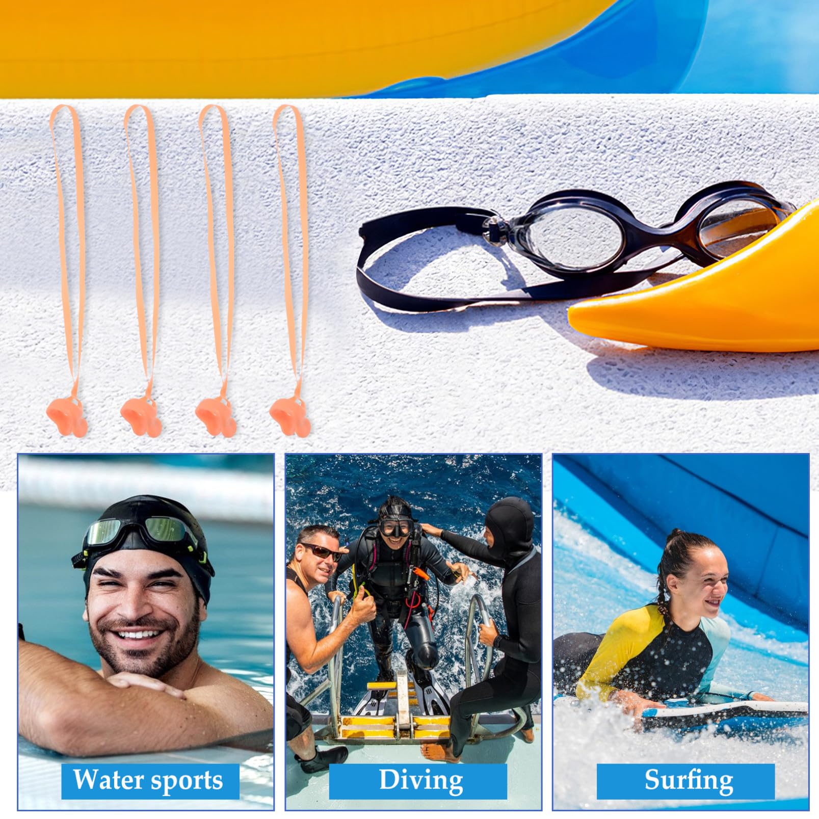TOYANDONA Pinzas Nasales Ergonómicas para Natación con Cuerda Clips Resistentes Al Agua Y Cómodos para Nadadores Profesionales Y Principiantes