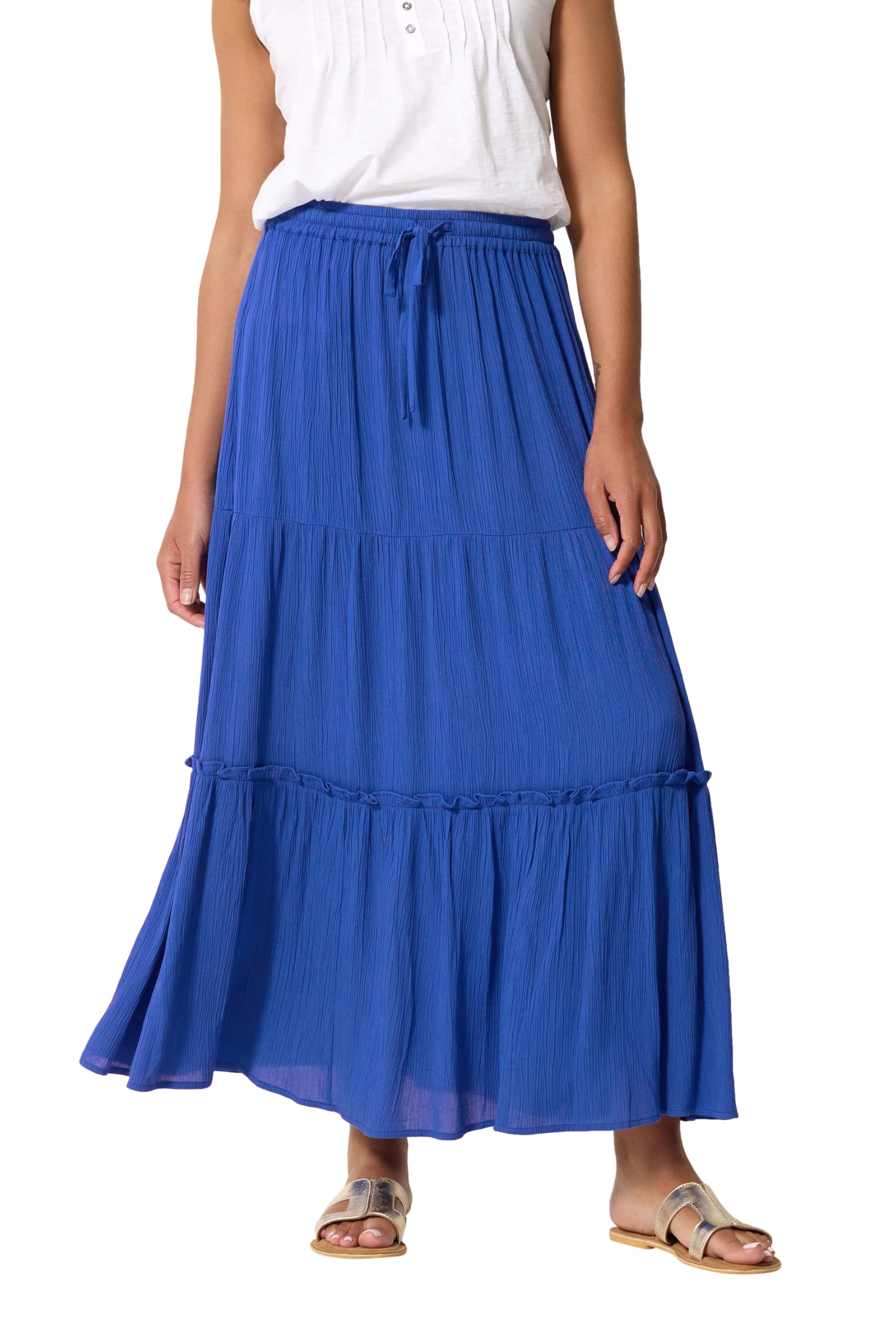 M&Co Women's Crinkle Maxi Skirt in Cobalt | Size: 10