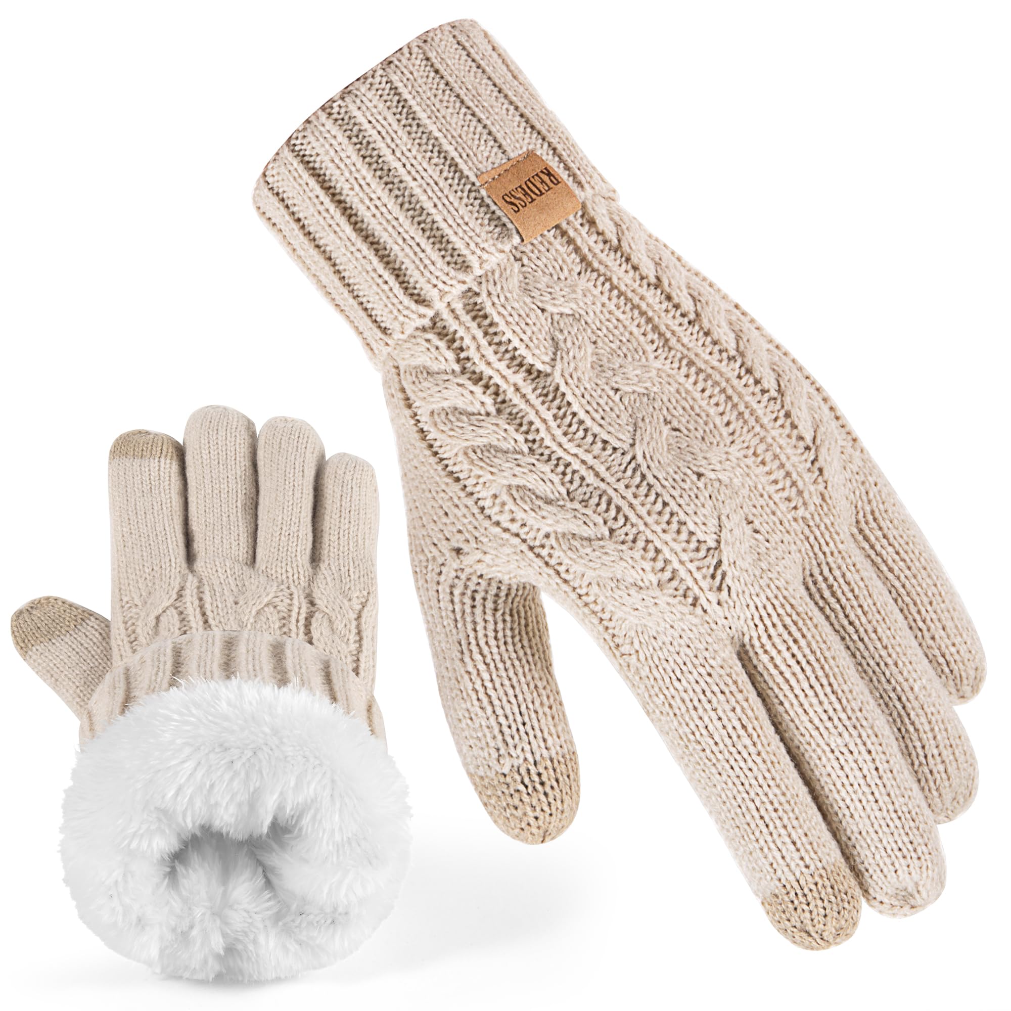 redess winter gloves for women thermal warm knit fleece lined touchscreen texting gloves for cold weather