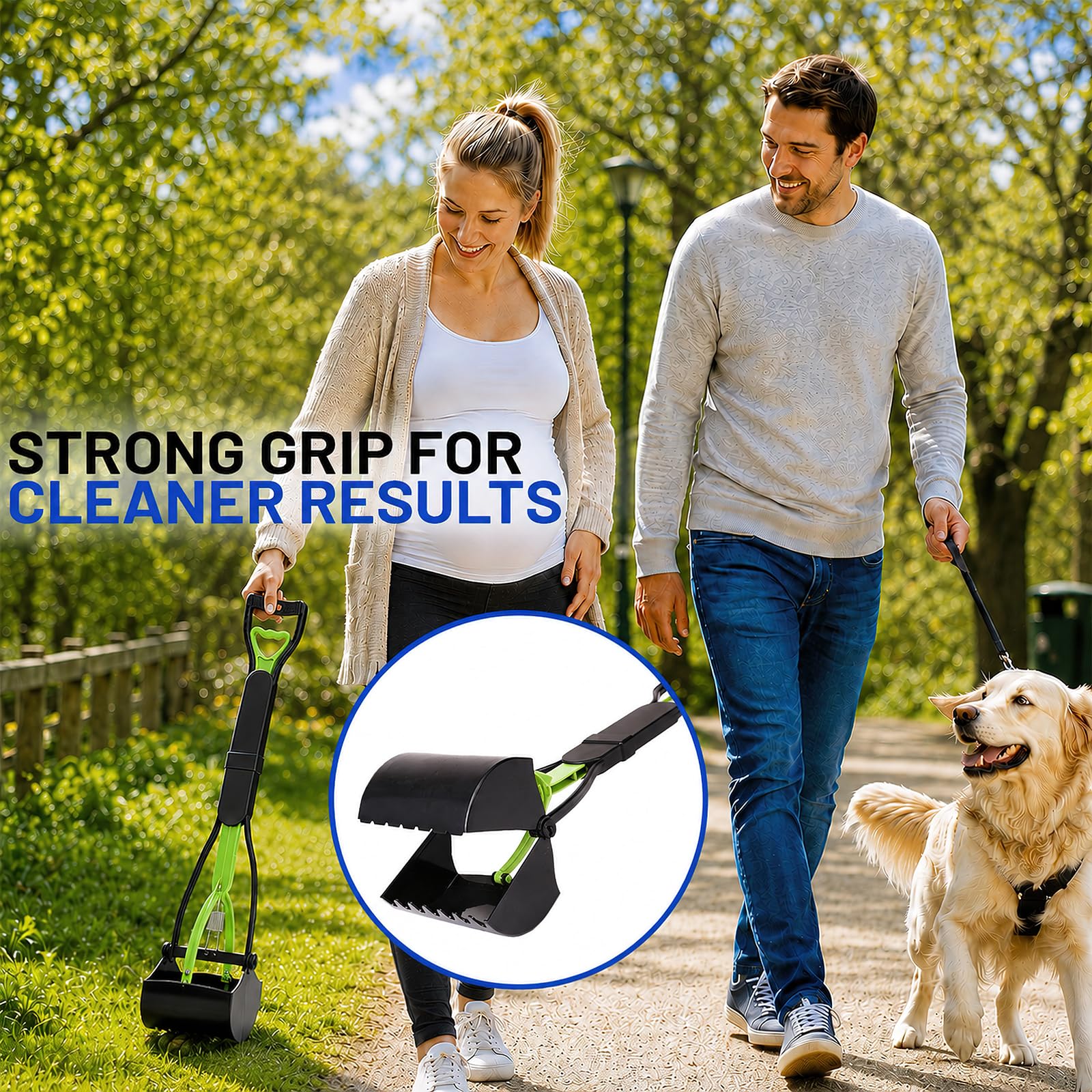 Hundekotsammler Hundekotschaufel 80 cm faltbar | Praktisch & hygienisch, Kotaufnahme ohne Bücken, inkl. Kotbeutelspender & Kotbeutelrolle, für große Hunde & Katzen